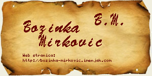 Božinka Mirković vizit kartica
